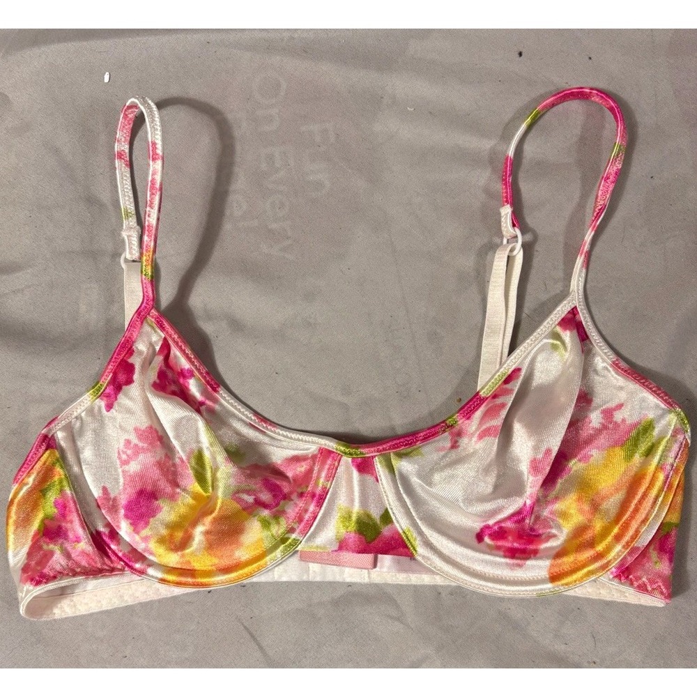 Vintage Victorias Secret Satin Floral Bra 34A Pink Y2K Underwire Unlined Vintage